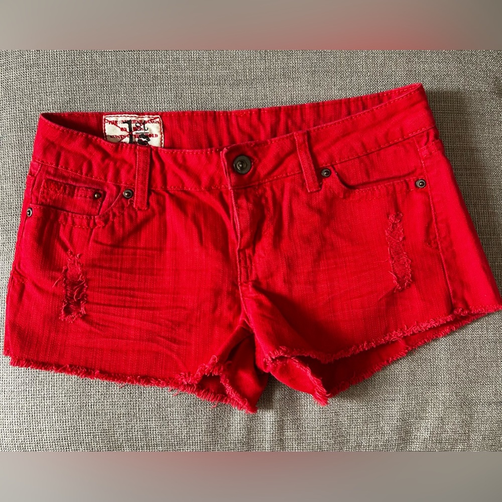 1st Kiss Super Cute Red Denim Shorts